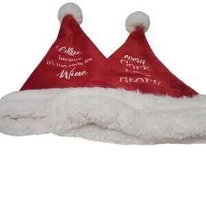 Lot Of 2 Santa's Wine Christmas Hat~Cute GUC